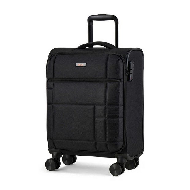 Rock 8 wheel soft suitcase small black, imported from the UK