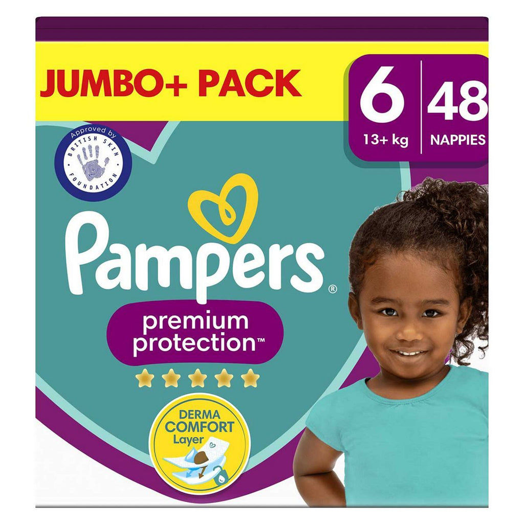 Pampers Premium Protection Size 6, 48 Nappies, 13kg+, Jumbo+ Pack