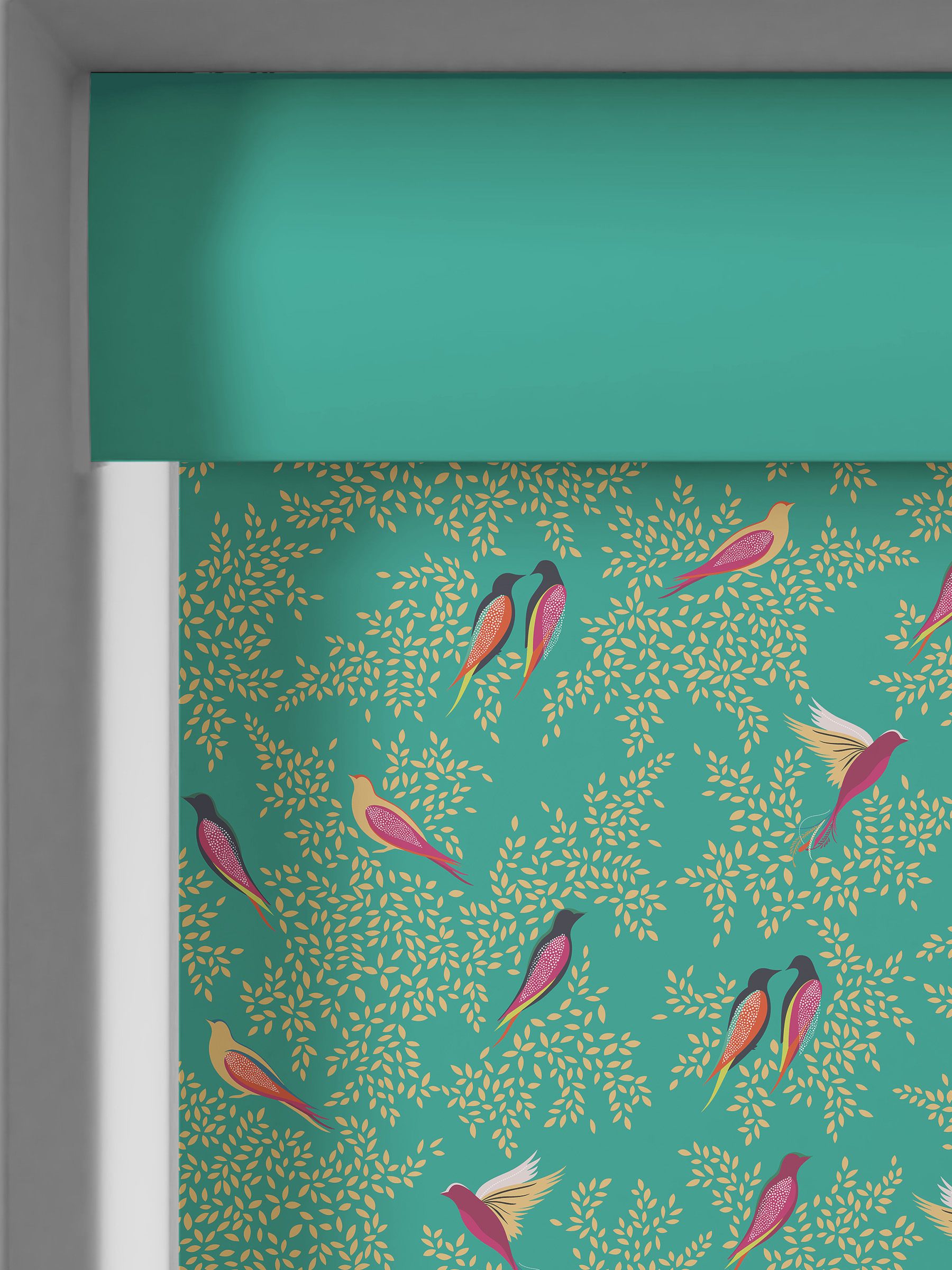 Sara Miller Green Birds roller blinds UK version