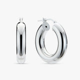 Revere sterling silver chunky hoop earrings width 5.7mm, UK version
