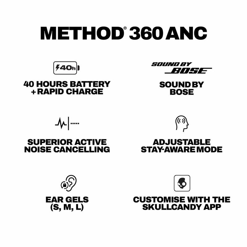 Skullcandy Method 360 ANC true wireless earbuds black - British product