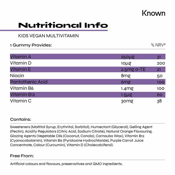 Known Nutrition kids multivitamin gummies strawberry 30, UK version