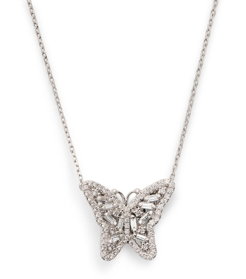 Suzanne Kalan white gold diamond butterfly necklace (British brand)