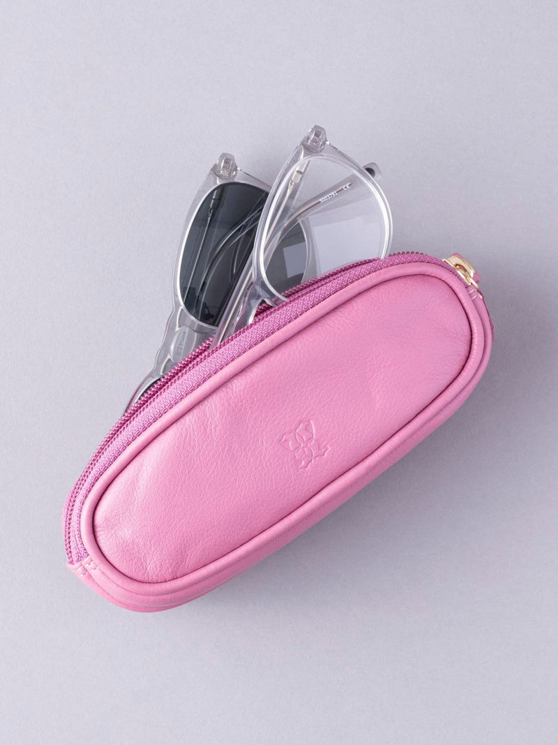 Lakeland Leather mauve double glasses case (British brand)