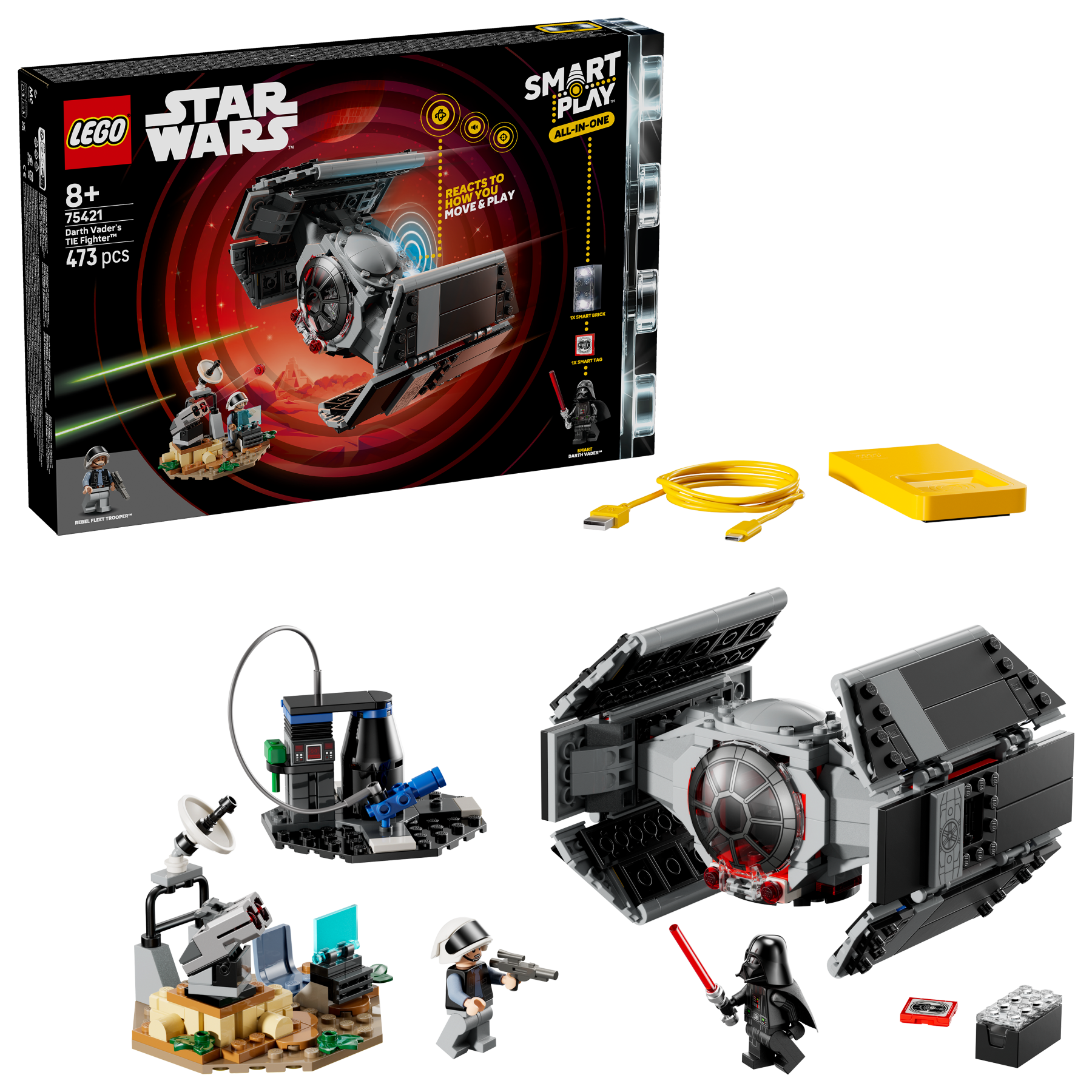 LEGO Star Wars Darth Vader TIE Fighter interactive building toy set, UK version