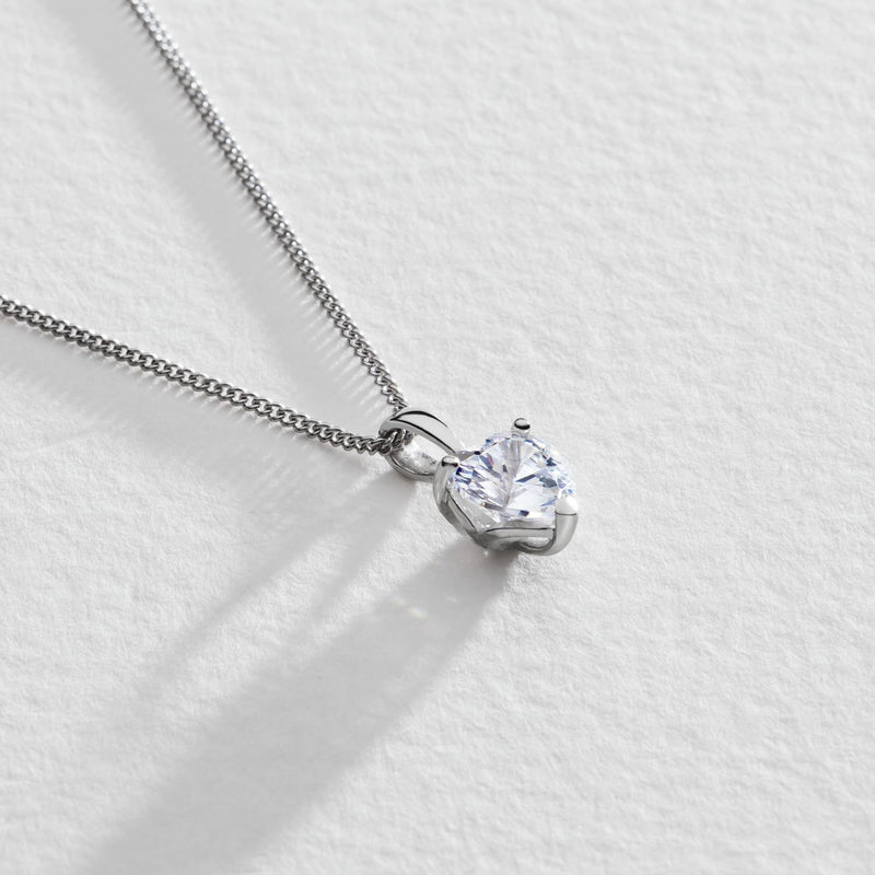 Revere sterling silver heart pendant with cubic zirconia, imported from the UK