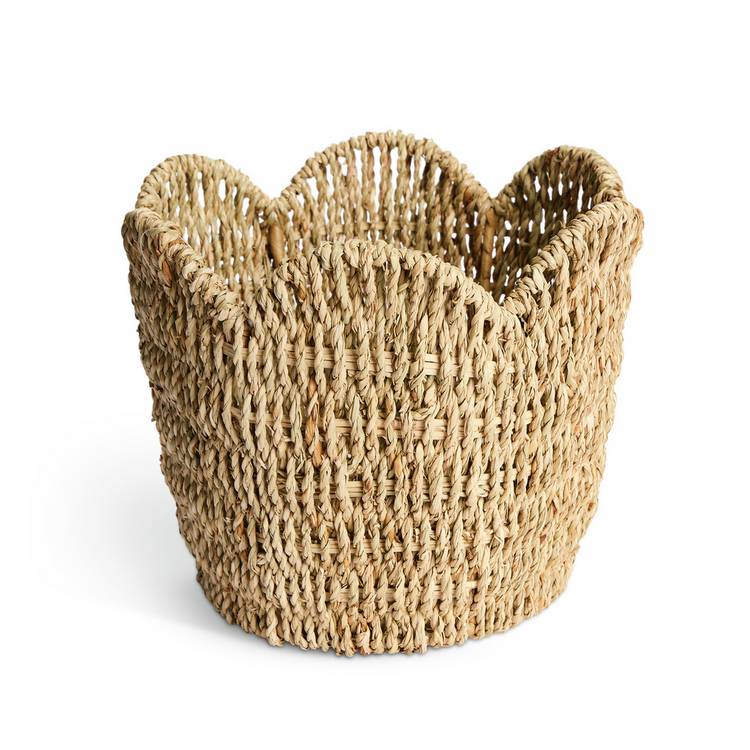 Habitat large scallop rattan planter natural, UK version