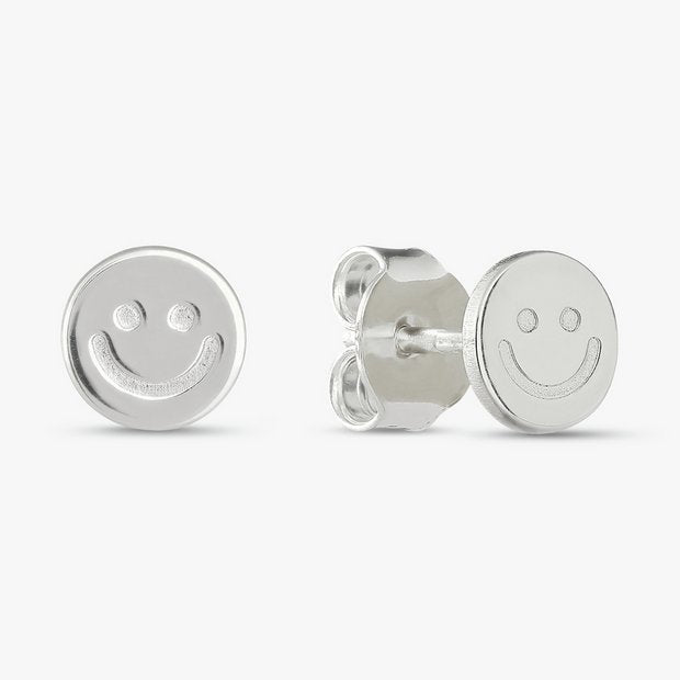 Revere sterling silver smile face stud earrings, imported from the UK