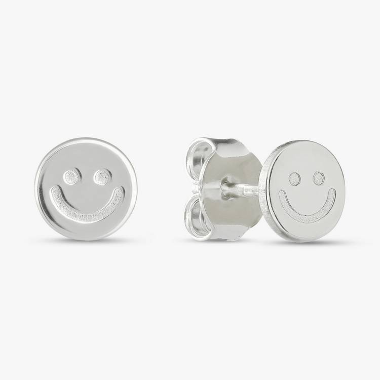 Revere sterling silver smile face stud earrings, imported from the UK