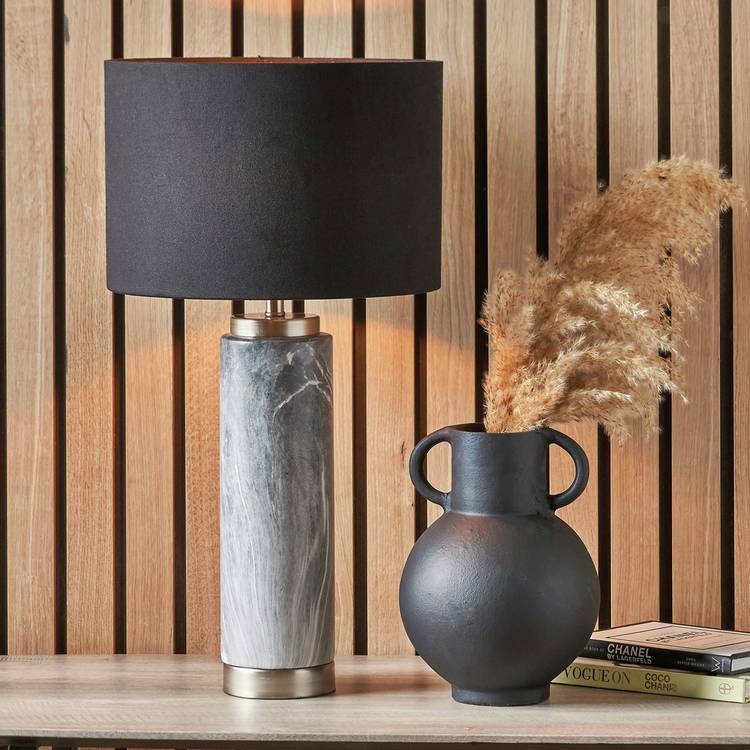 Pacific tall table lamp grey marble effect, UK version