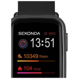 Sekonda smart watch fitness tracker black silicone strap (British brand)