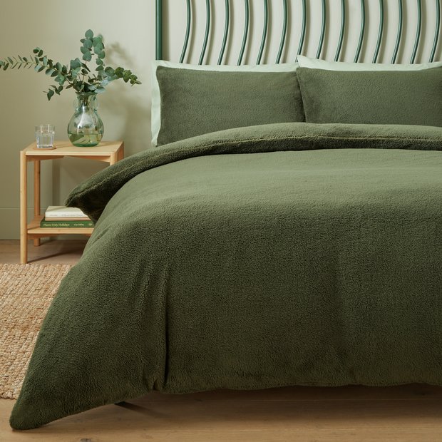 Argos Home teddy fleece green bedding set single - British product