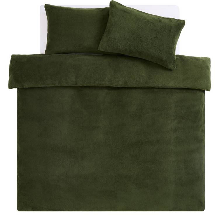 Argos Home teddy fleece green bedding set single - British product