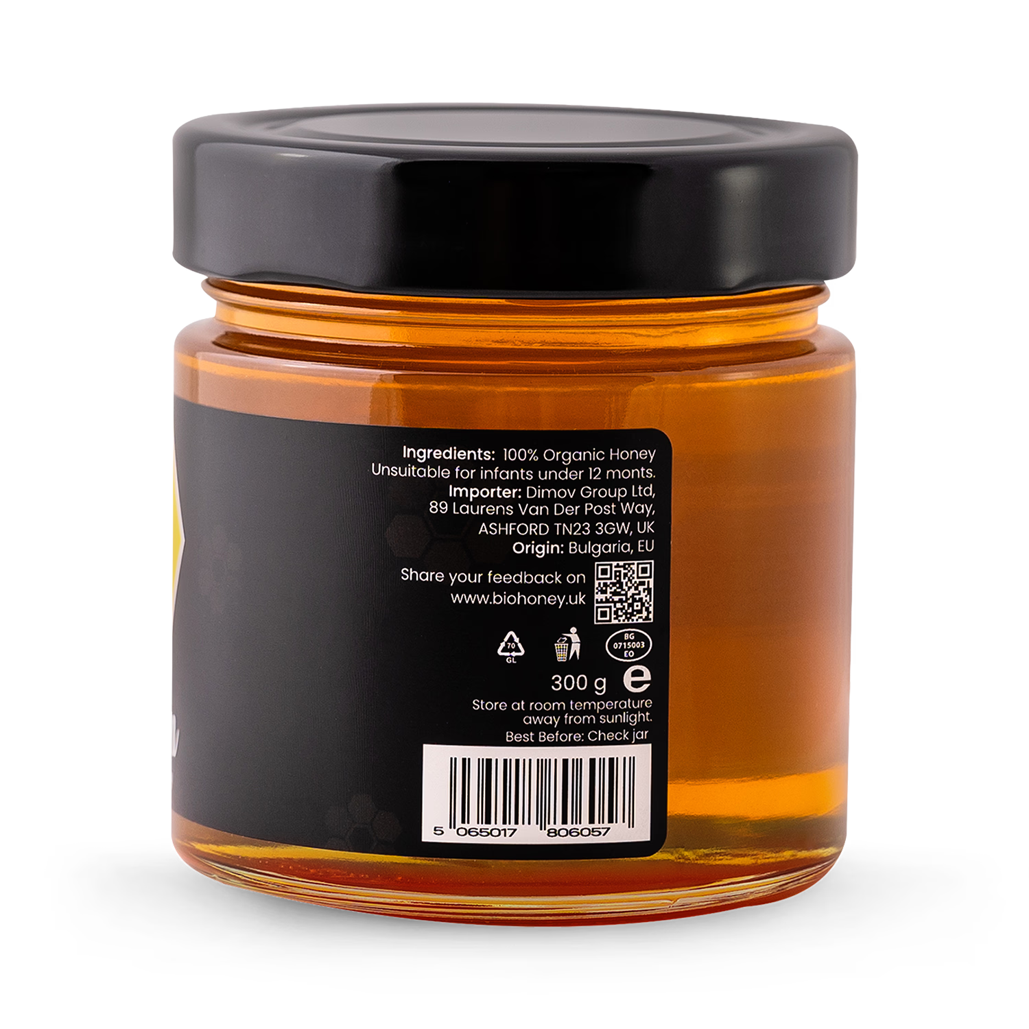 BioHoney organic raw black forest honey 300g, imported from the UK