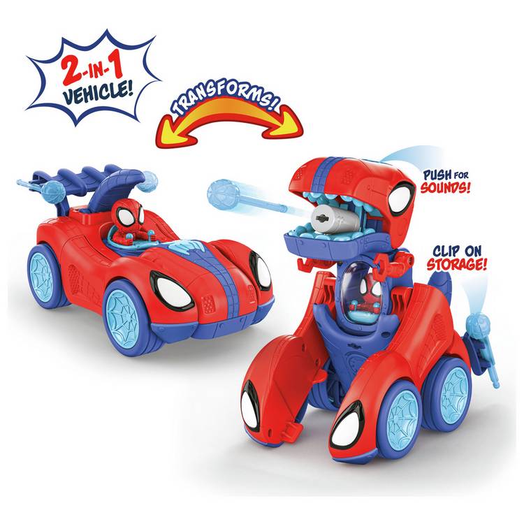 Spidey-Rex Racer transforming dinosaur vehicle toy, UK version