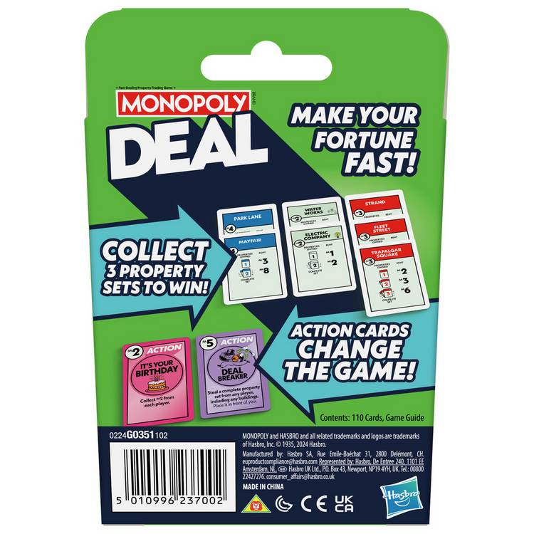 Hasbro Monopoly Deal card game, UK version
