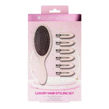 Brushworks Luxury Hair Styling Set Pink Clips With Brush - British product