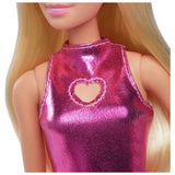 Barbie Fashionistas doll blond hair metallic pink minidress 32cm, UK version