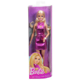 Barbie Fashionistas doll blond hair metallic pink minidress 32cm, UK version