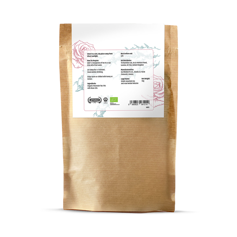 APSOGO organic herbal tea with rose 50g (British brand)