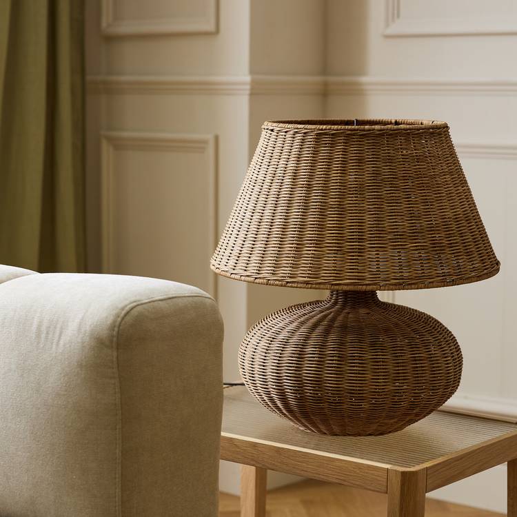 Habitat XL wicker table lamp in natural rattan, UK version
