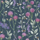 Arthouse Bumblebee Meadow Wallpaper navy blue - British product
