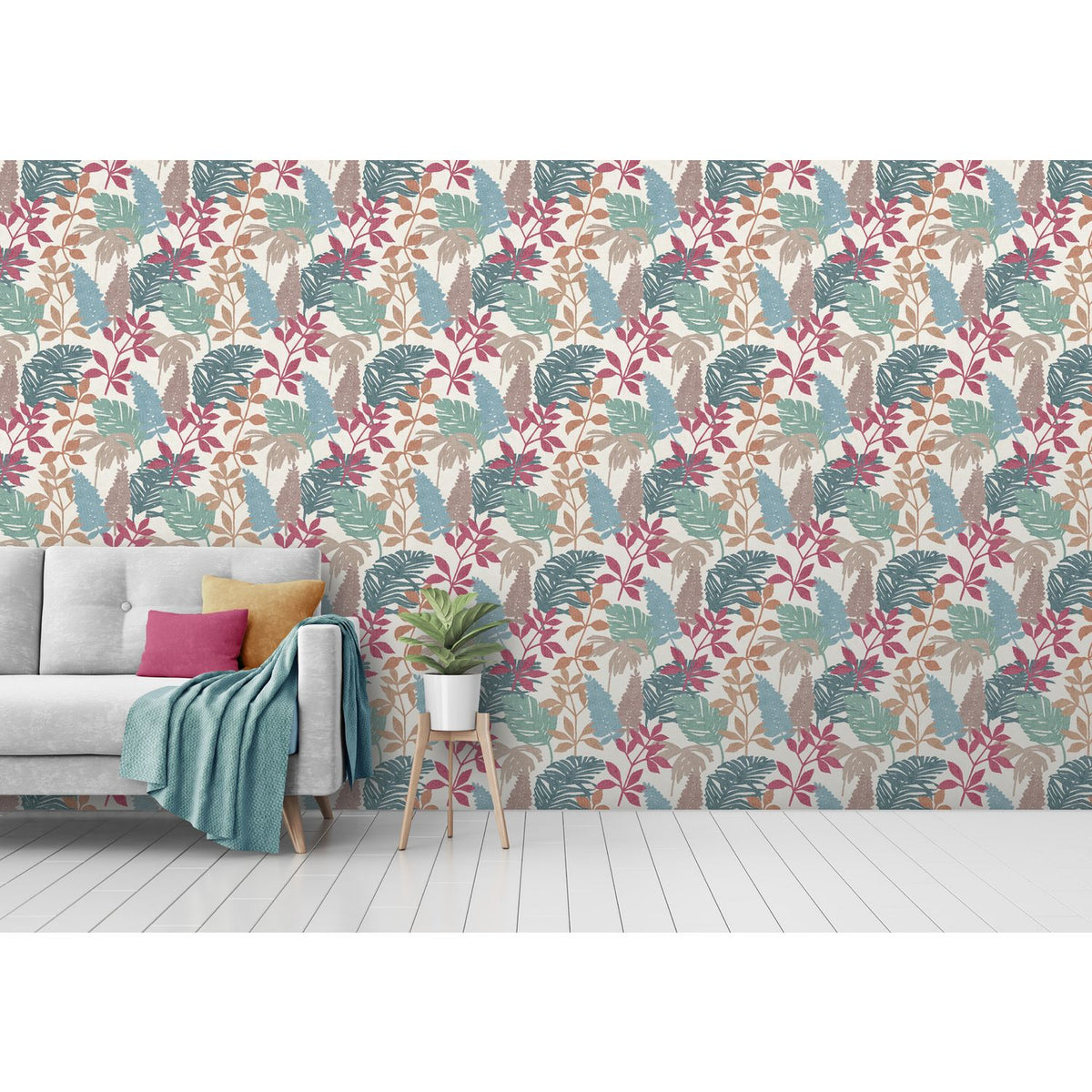Arthouse Esselle Fun Leaf multicoloured wallpaper (British brand)