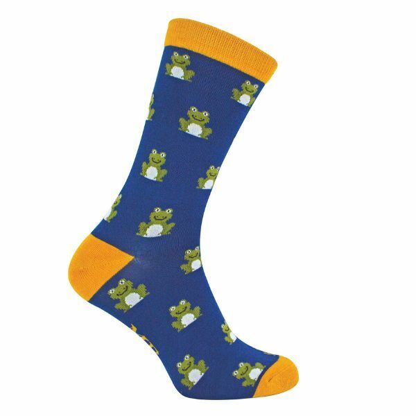 Mr Heron Mens Animal Design Bamboo Socks 6-11 UK GOODS Superdrug Frogs (Navy)  