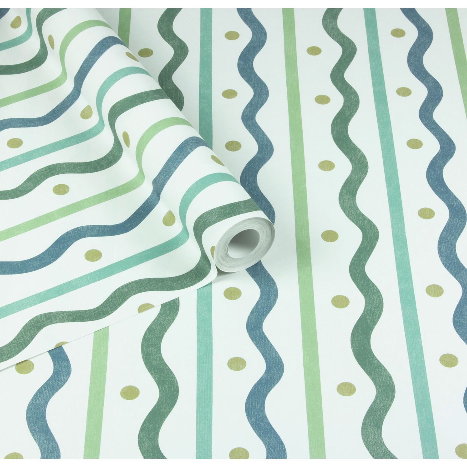 Arthouse Squiggle Stripe wallpaper blue green roll, UK version
