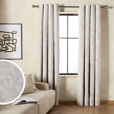 Argos Habitat Leaf Blackout Eyelet Curtains - Grey - 117x137cm- Buy online at McGrocer