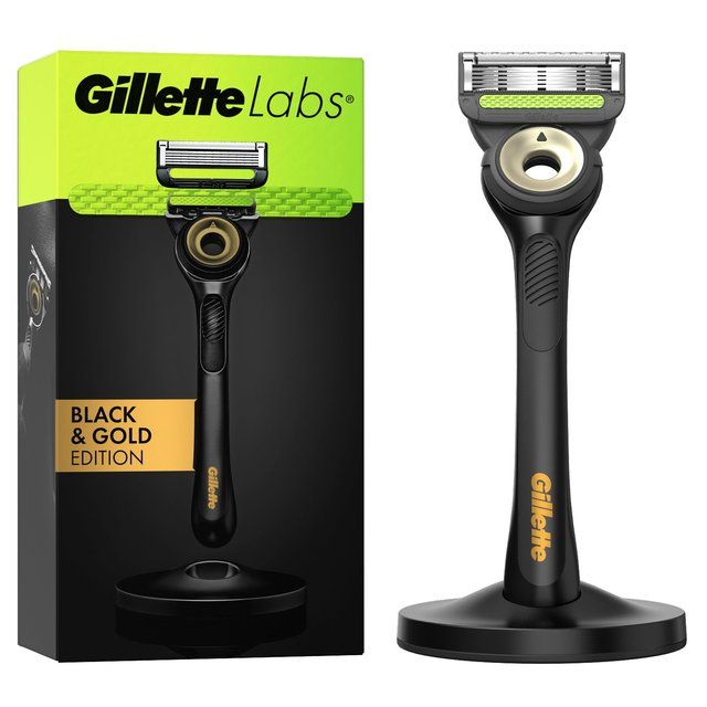 Gillette Labs Exfoliating Razor With Magnetic Stand Black & Gold Edition Men's Toiletries M&S   