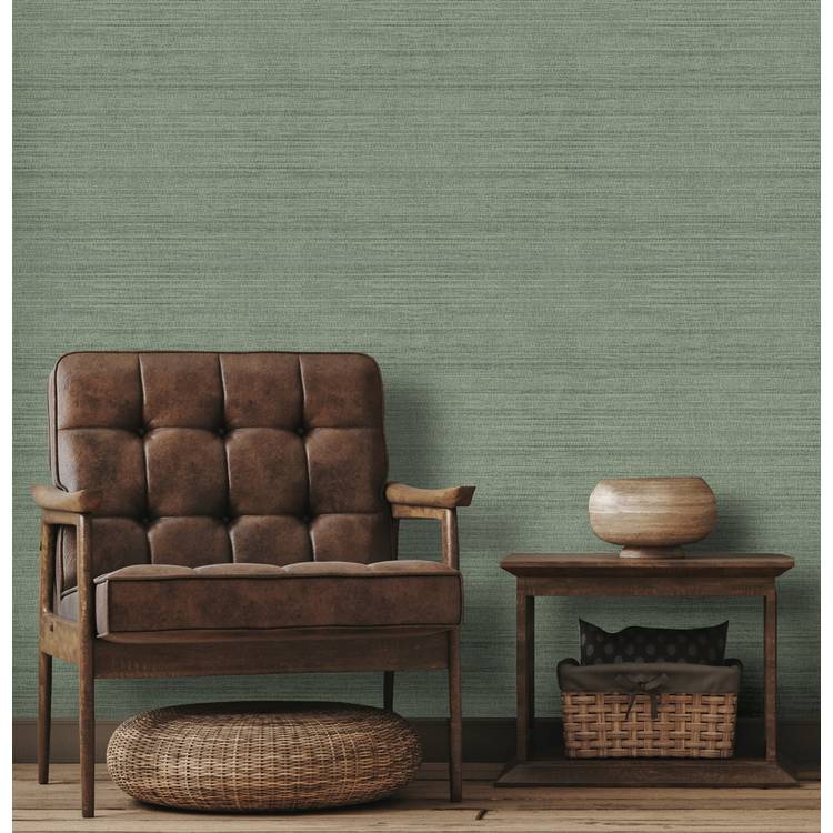 Arthouse Esselle raffia texture wallpaper in green, imported from the UK