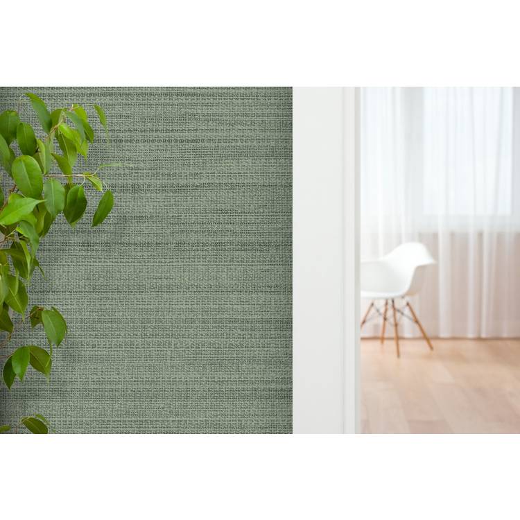 Arthouse Esselle raffia texture wallpaper in green, imported from the UK