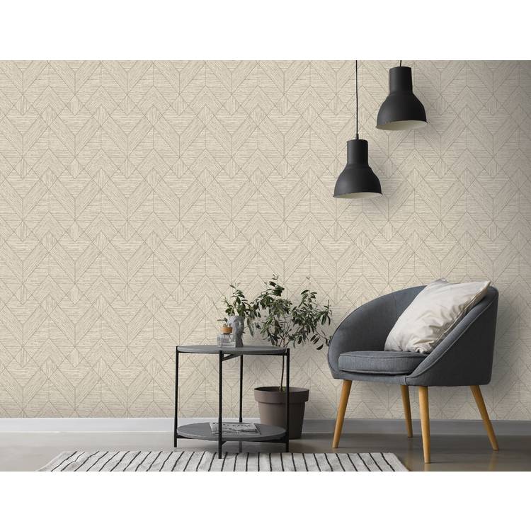 Arthouse Esselle wallpaper wood grain geometric gold, UK version
