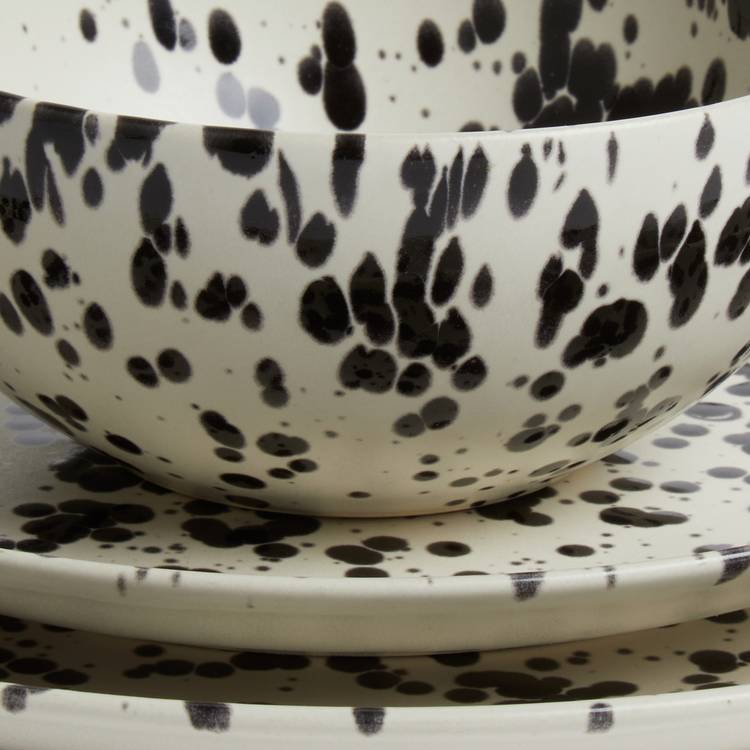 Habitat Jackson black stoneware dinner set 12-piece (British brand)