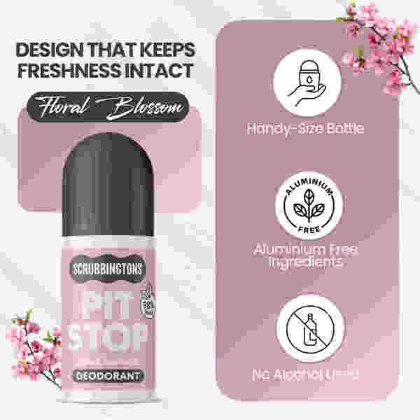 Scrubbingtons Pit Stop natural deodorant for women Blossom 75ml, UK version