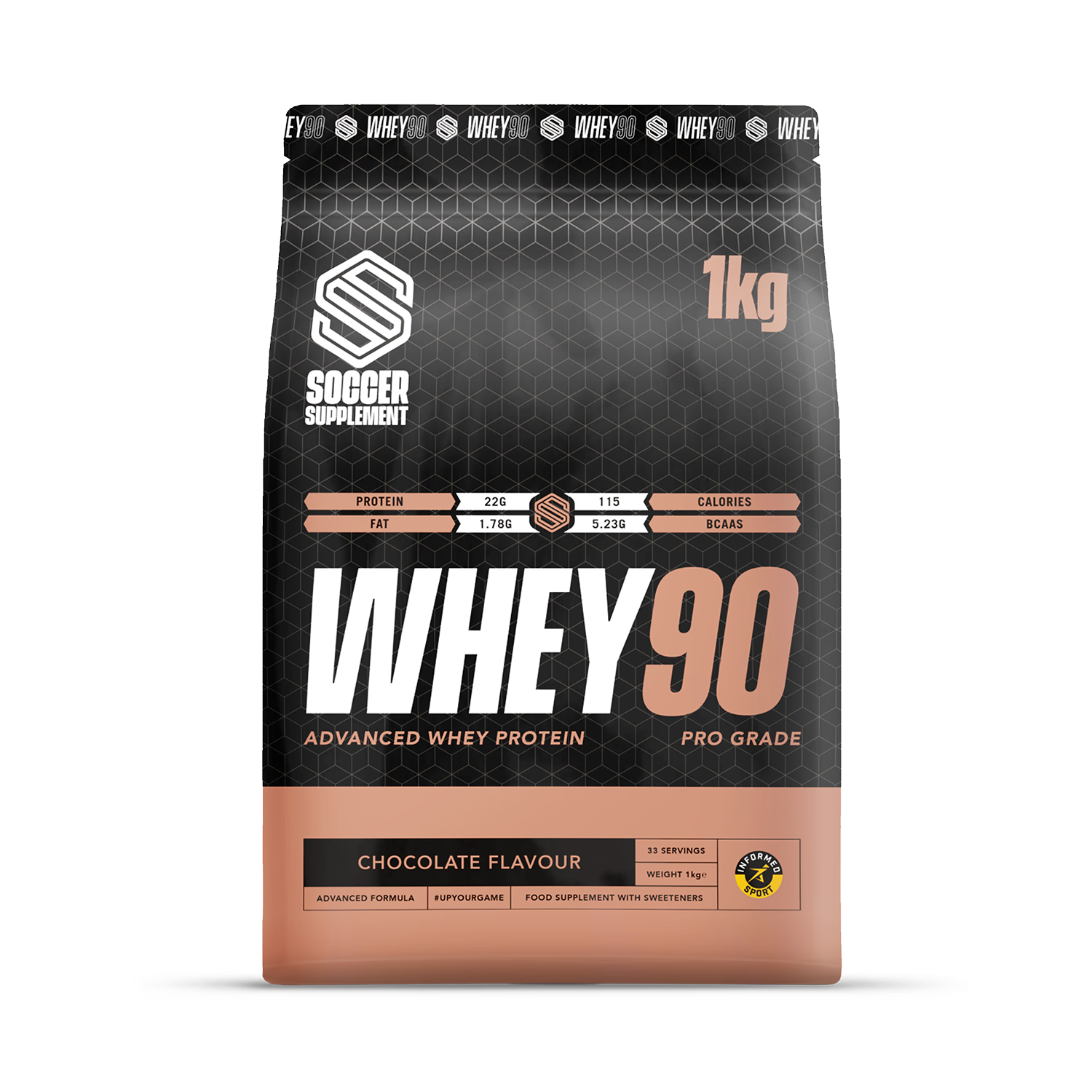 Soccer Supplement Whey90 chocolate whey protein 33 servings (British brand)
