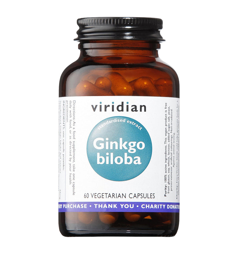 Viridian Ginkgo Biloba leaf extract capsules 60 count (British brand)