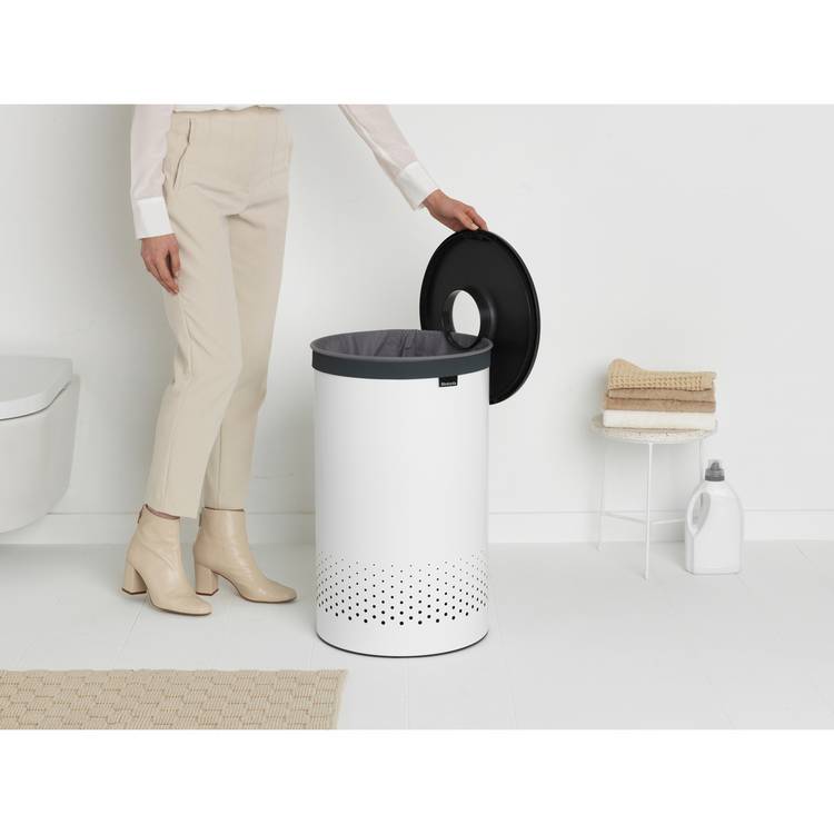 Brabantia 60 litre white laundry bin, imported from the UK