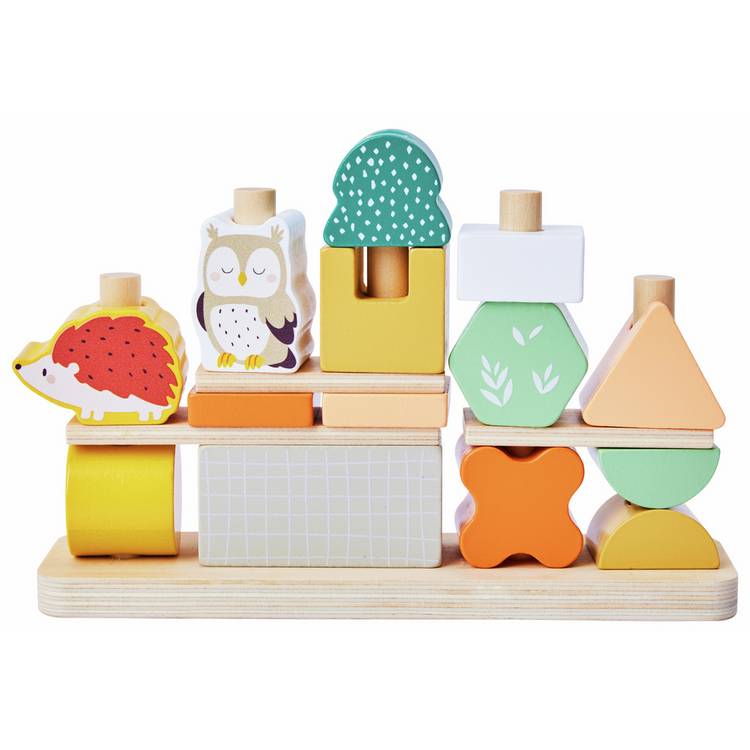 Chad Valley Woodland Shape Stack 17 wooden blocks - British product