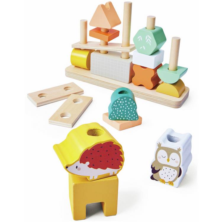 Chad Valley Woodland Shape Stack 17 wooden blocks - British product