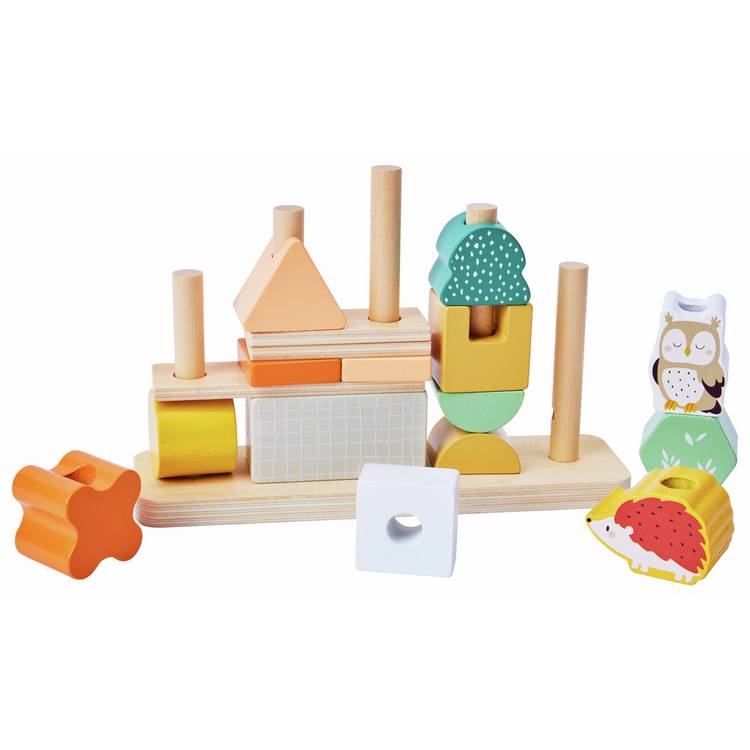 Chad Valley Woodland Shape Stack 17 wooden blocks - British product