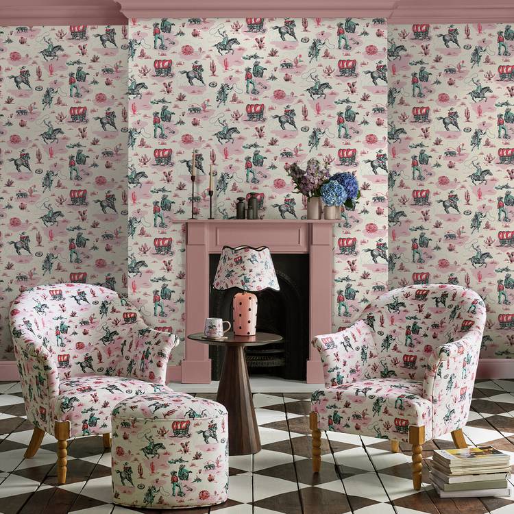 Cath Kidston Cowgirls Pink wallpaper (British brand)