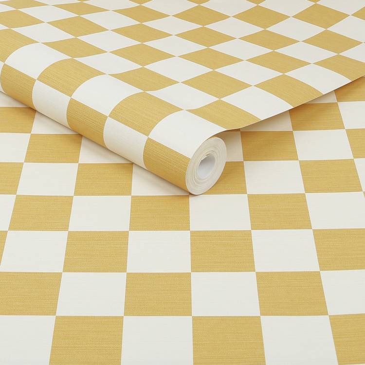 Envy Check Me Out Wallpaper honey yellow check pattern - British product