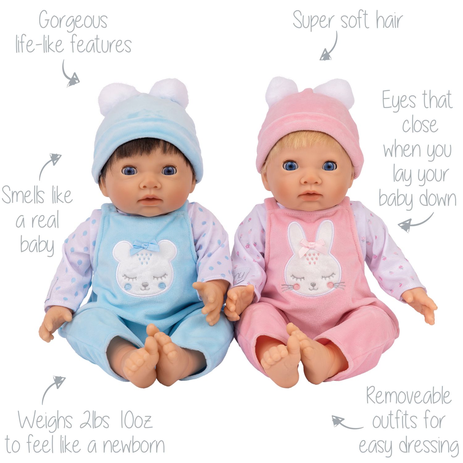 Tiny Treasures twin baby dolls 17 inches - British product
