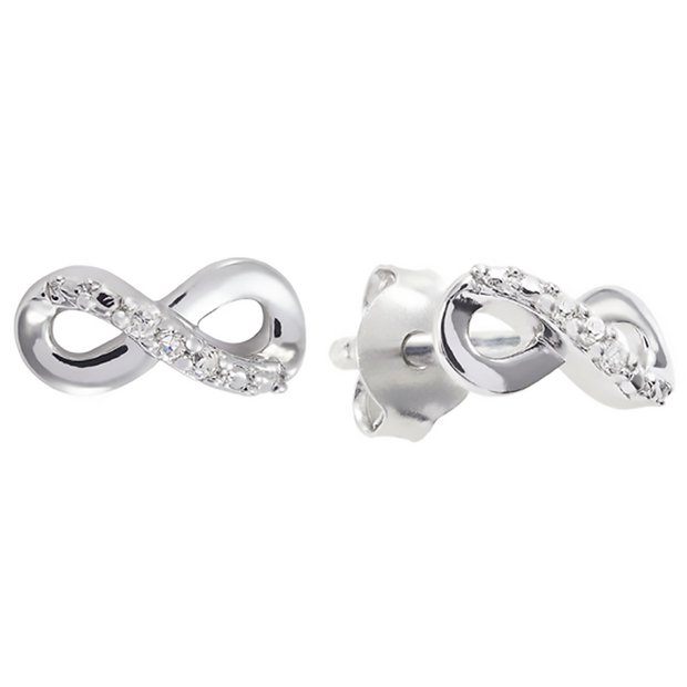 Revere sterling silver diamond infinity studs 0.02ct, UK version