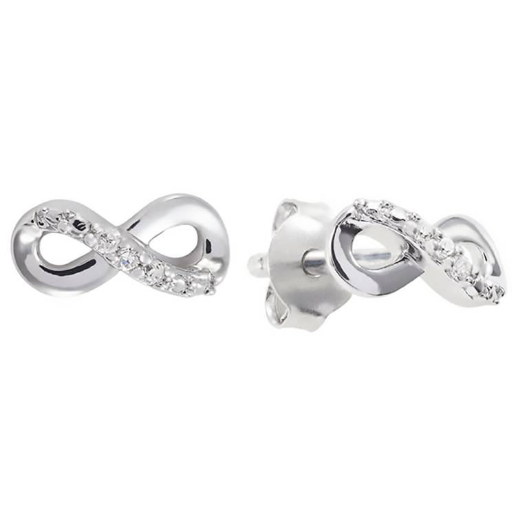 Revere sterling silver diamond infinity studs 0.02ct, UK version