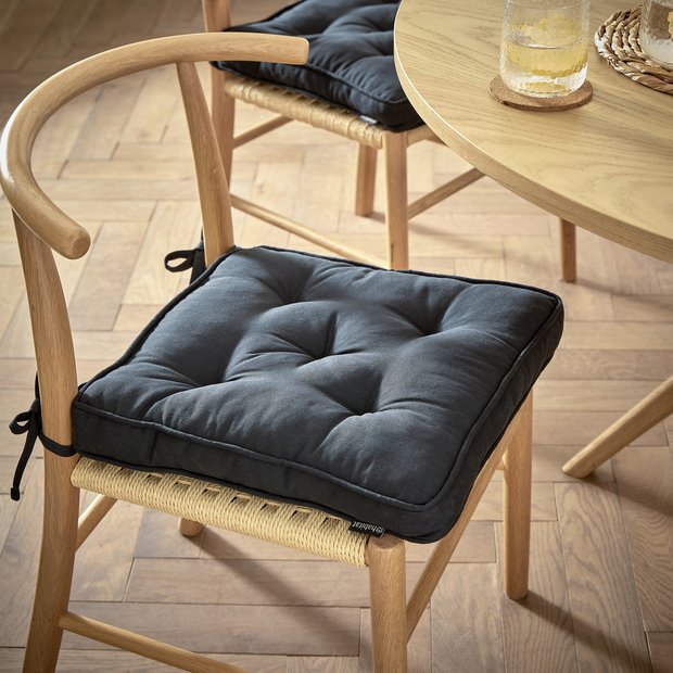 Habitat black seat cushions set of 2 40cm (British brand)