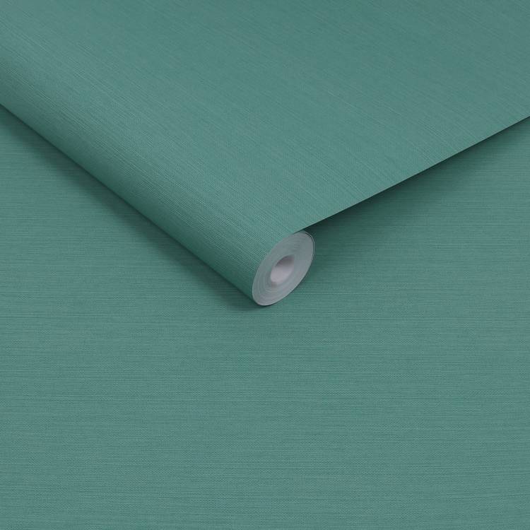 Envy Stitch Please teal green wallpaper roll (British brand)