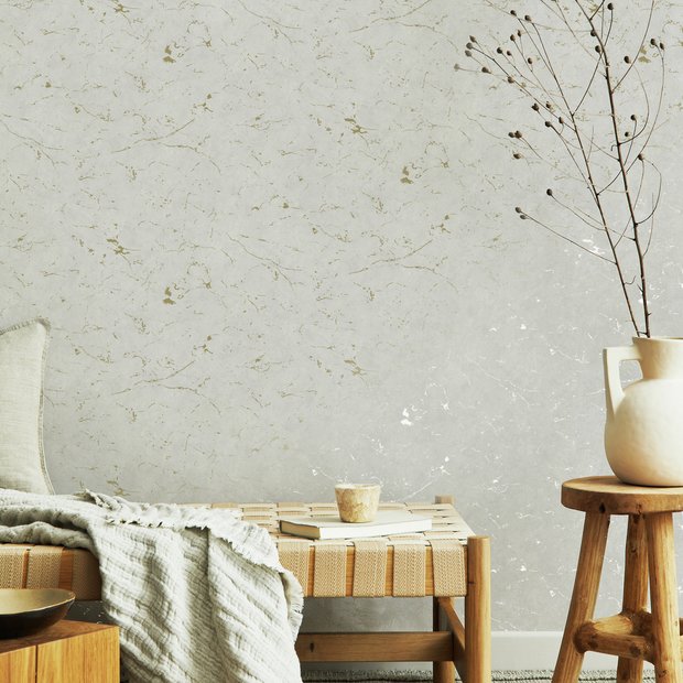 Superfresco gilded plaster wallpaper neutral metallic accents 52cm x 10m - British product
